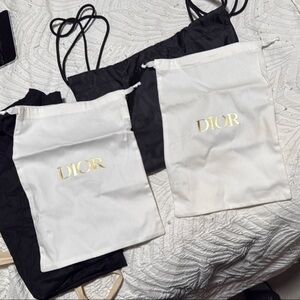 Dior Black and White Dust Bags with Gold Logo